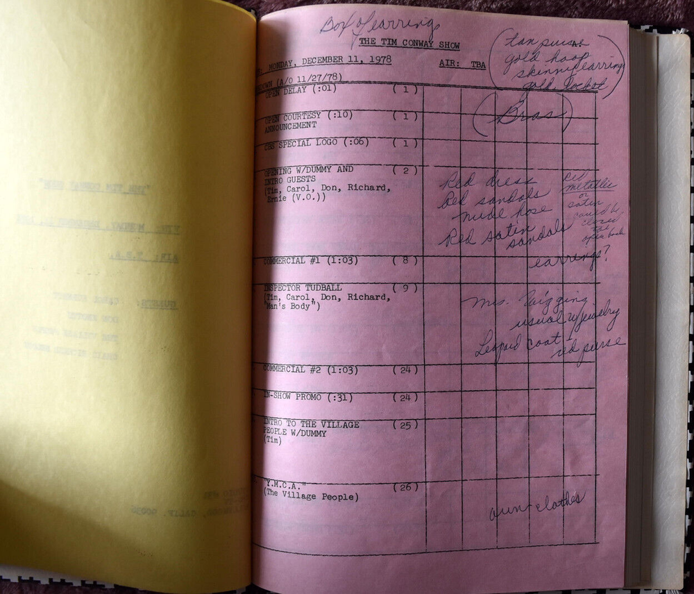 1978 The Tim Conway Show Original Script Screenplay First Draft