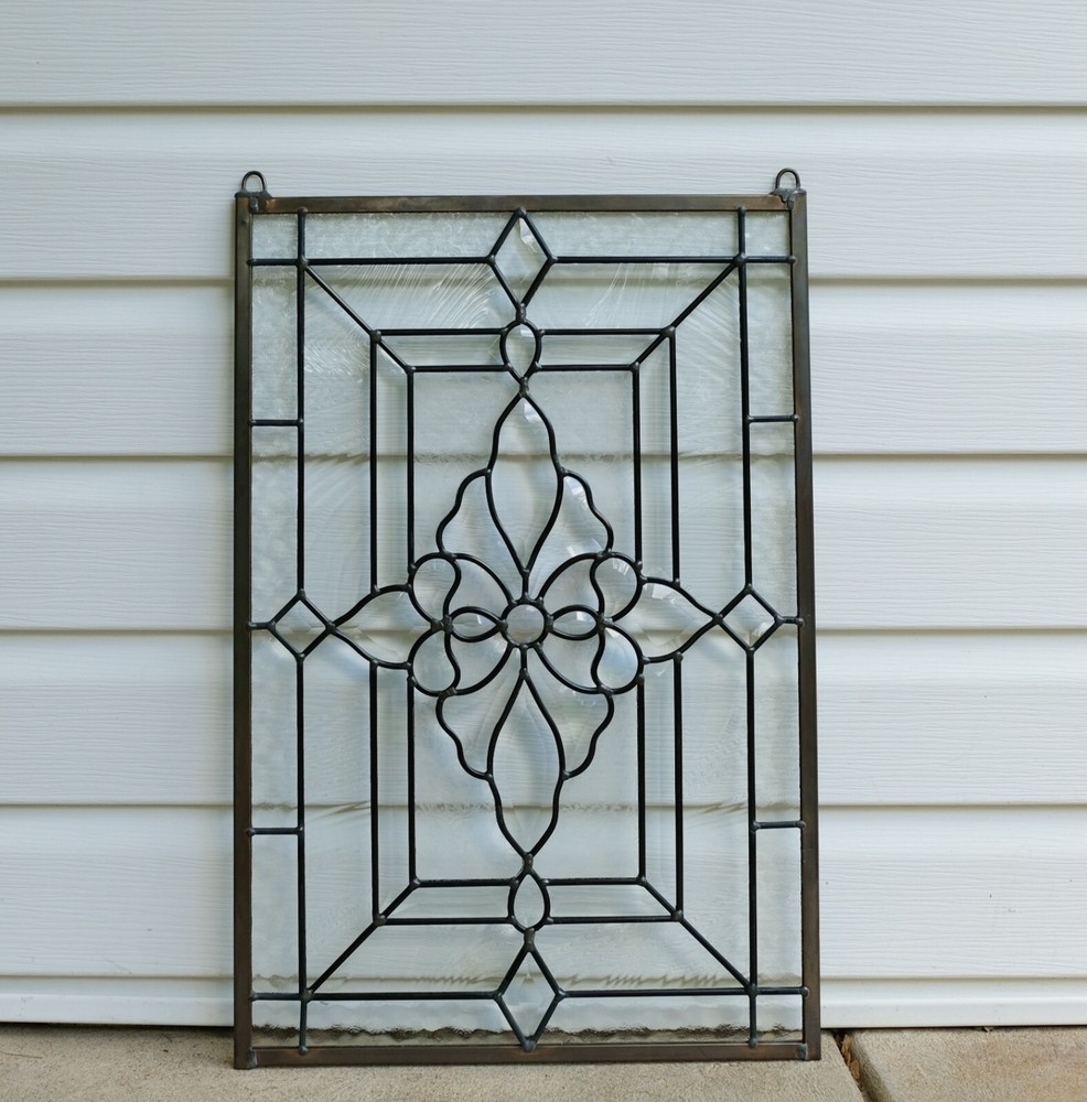 16" x 24" Handcrafted stained glass panel Clear Beveled window panel