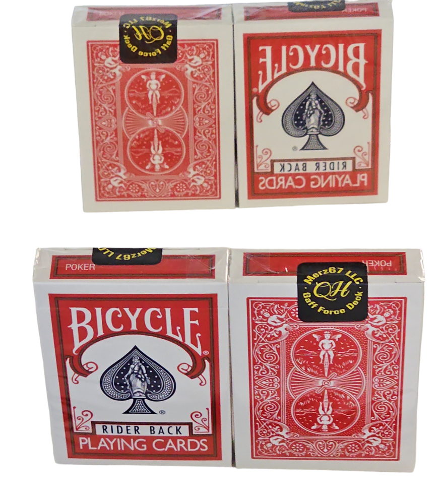 Bicycle 1 Deck One Way QUEEN HEARTS Red Force Playing Same + 4 Gaff Magic Cards