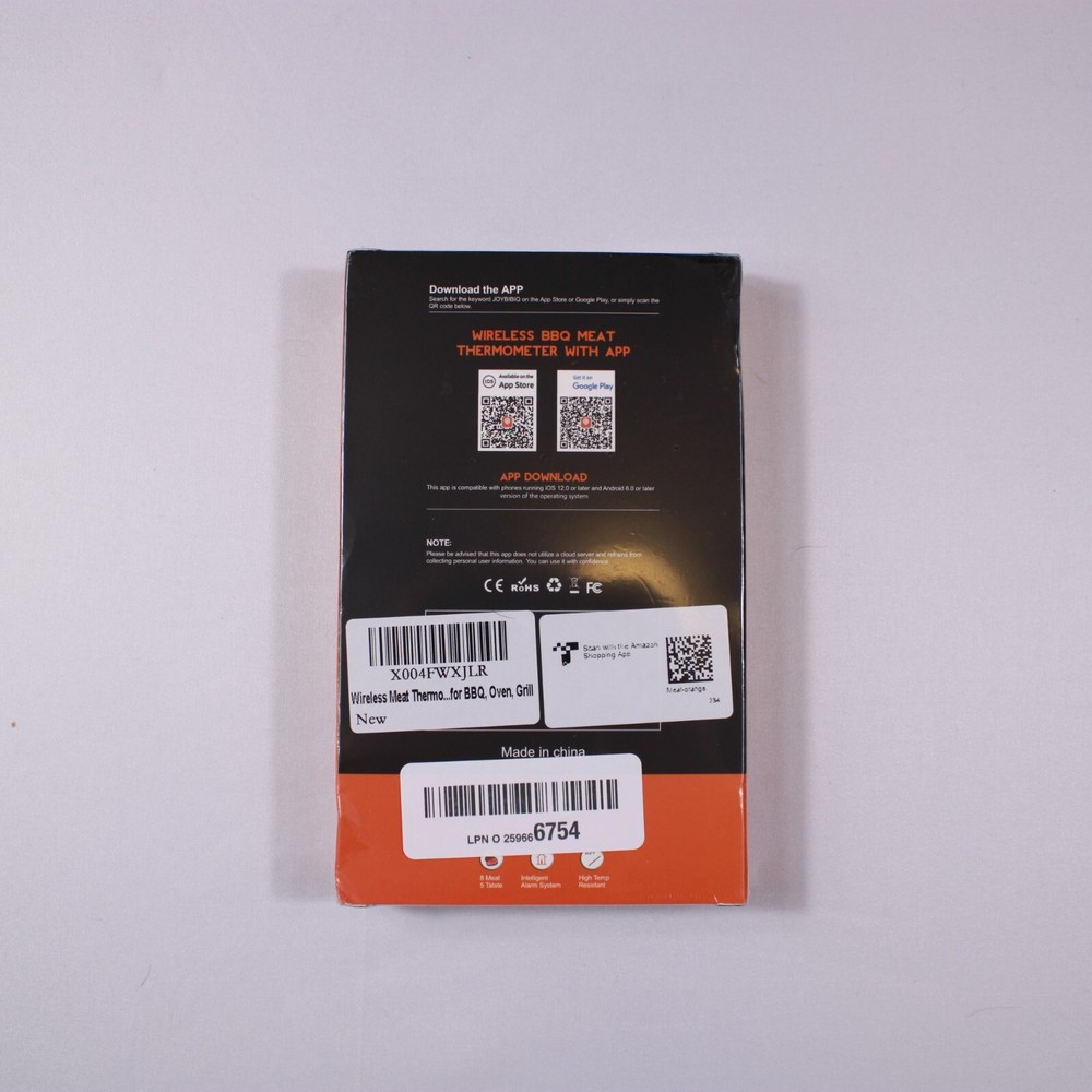 DewJom Meat Thermometer Kitchen Wireless Smart Detachable Probe 500ft range