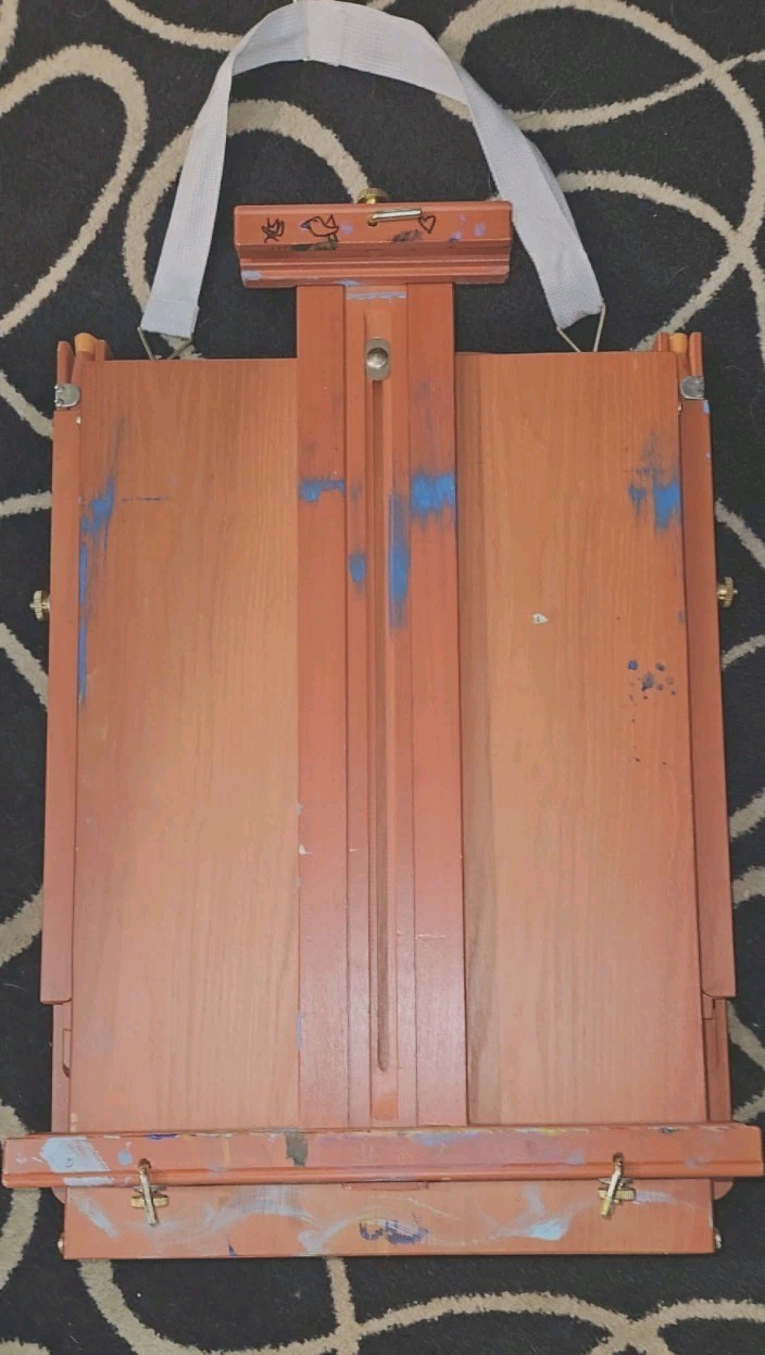 French Easel Wood Painting Artist Sketch Box Case Portable Tripod w Drawer