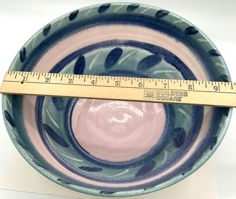 L Pollard Signed Art Pottery Mixing Bowl Signed Hand Made Spring Easter Decor