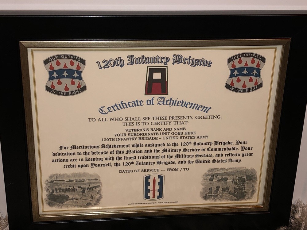 120TH INFANTRY BRIGADE - COA / (COMMEMORATIVE CERTIFICATE)