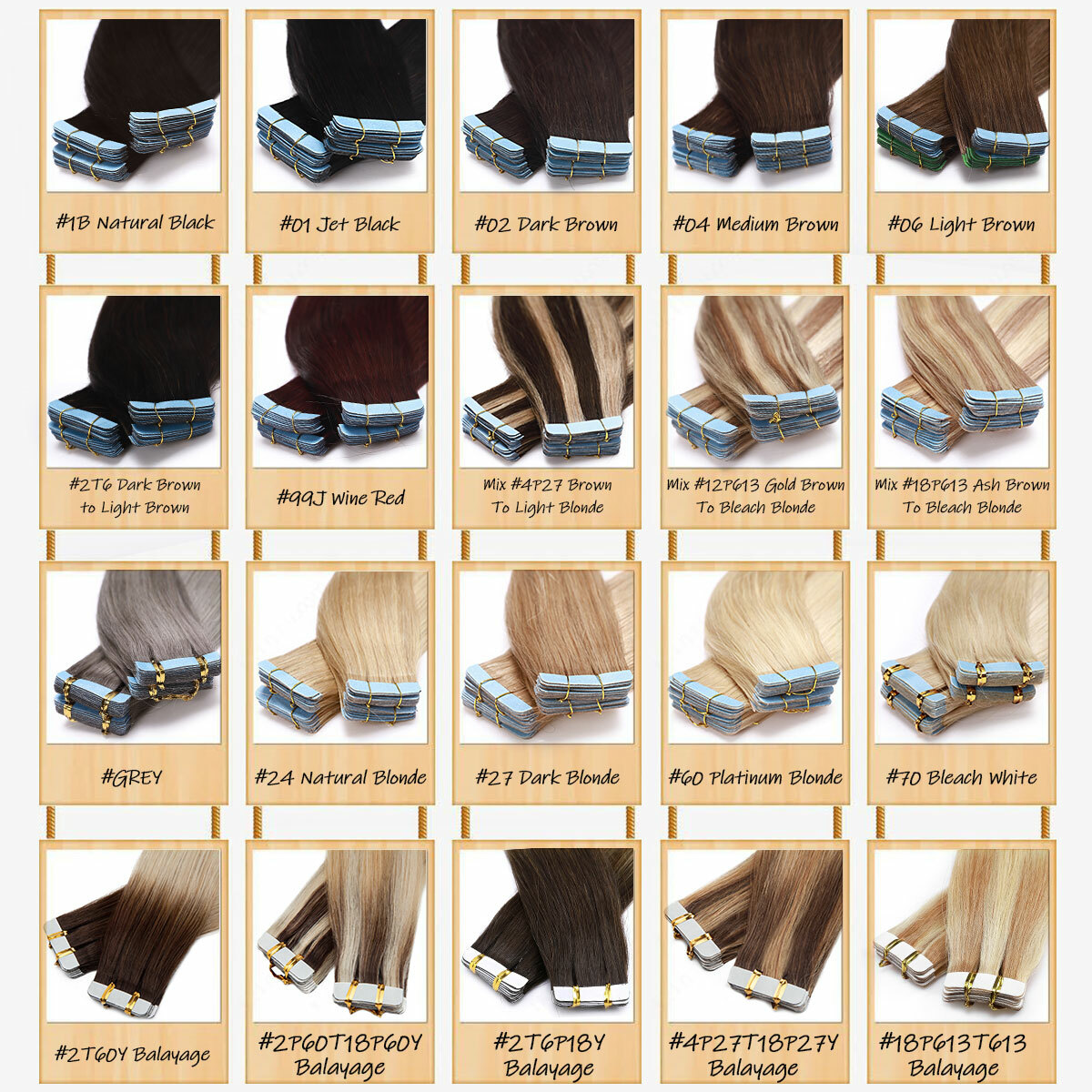 CLEARANCE Tape In 100% Real Remy Human Hair Extensions Skin Weft Full Head Ombre