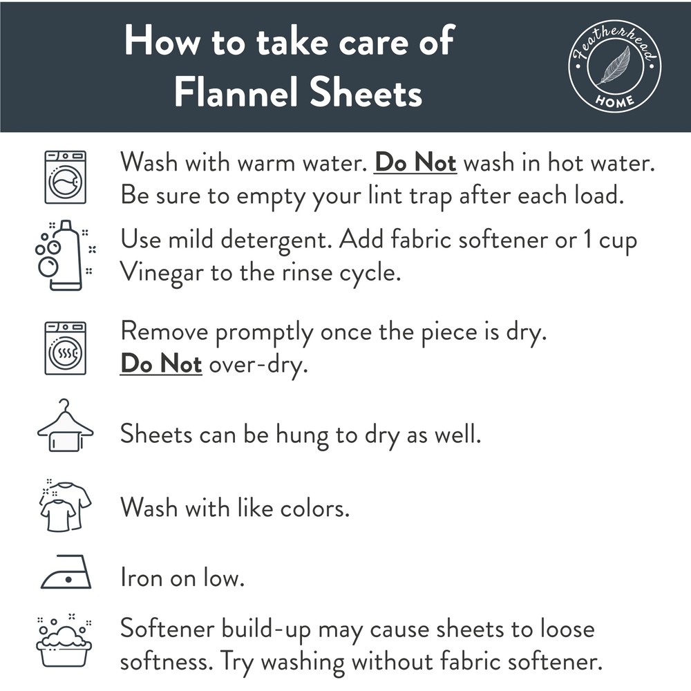 Featherhead 100% Cotton 4PCs Flannel Sheet Set | Double-Brushed for Extra Sof...