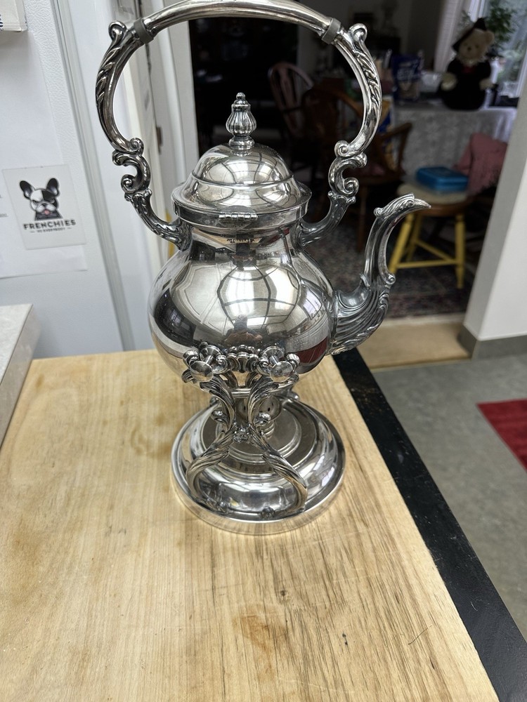 Vintage Silver Plate Coffee Warmer Very Ornate Silver On Copper