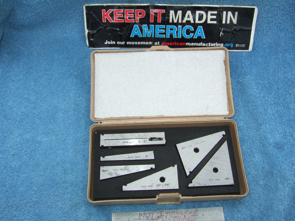 ROVER USA FLAT ANGLE GAGE BLOCKS 0*-45* MICRO-ADJUST TOOLMAKER  USED No2