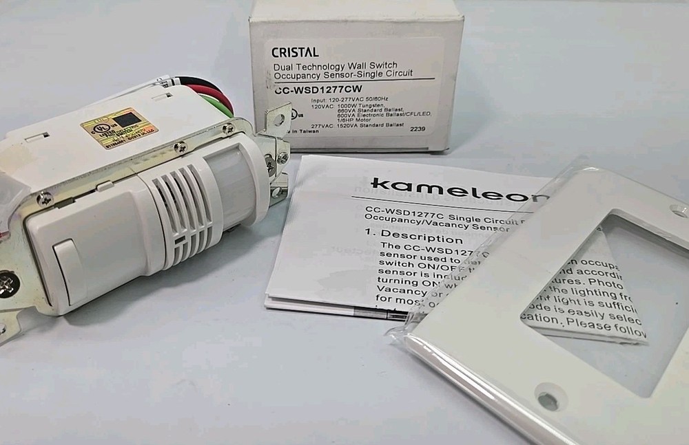 Cristal CC-WSD1277CW Dual Technology Wall Switch Occupancy Sensor Single Circuit