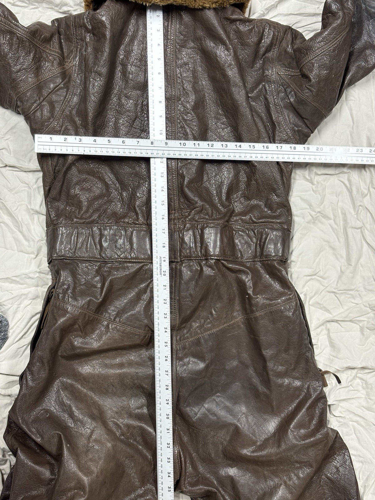 WWII US Navy Colvinex CFN-24 Leather Electrically Heated Flight Suit Size 40