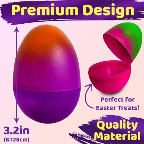 stargo Pack - Plastic Easter Eggs Empty 3.2” Large Plastic Eggs Fillable For 32