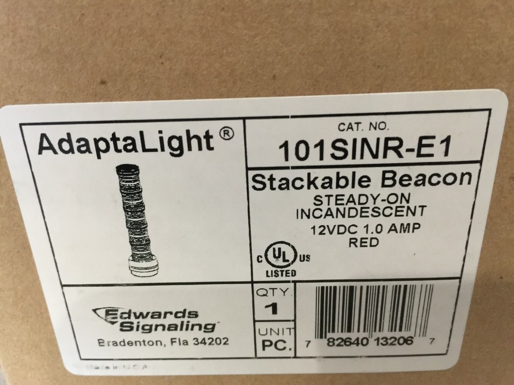 Edwards Signaling 101SINR-E1 12V DC Incandescent Stacklight, Red NEW