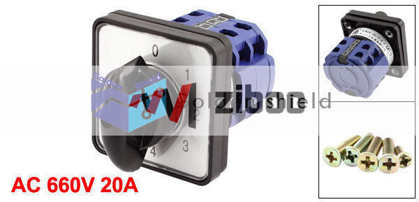 8 Terminals 4 Position Cam Combination Changeover Switch Latching AC660V 20A