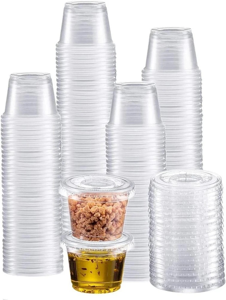 Portion Cups with Lids (1 Ounces, 200 Pack) Premium Small Condiment Container