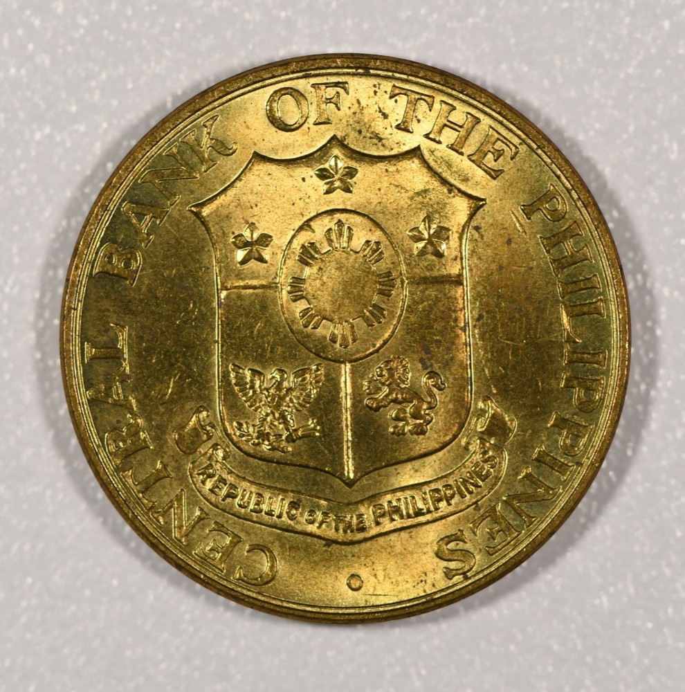 1964 Philippines 5-Centavos Brass Coin, Almost Uncirculated