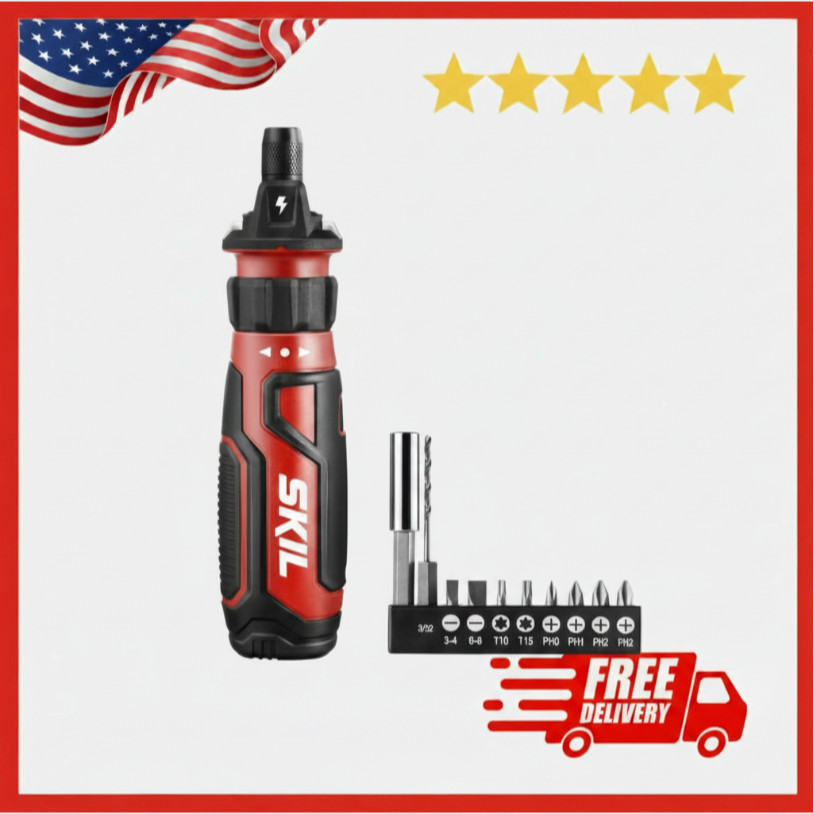 SKIL Rechargeable 4V Cordless Screwdriver with Circuit Sensor Technology, Includ