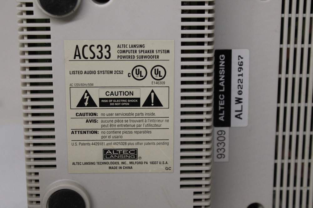 Altec Lansing ACS33 Multimedia Computer Surround Speaker System With Subwoofer