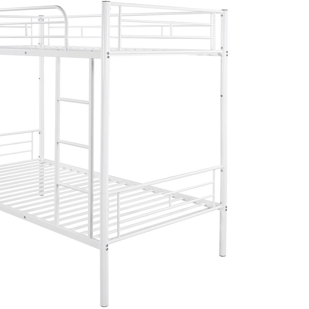 Modern Manhattan Twin-over-Twin Bunk Bed With Solid Stability Metal Frame White