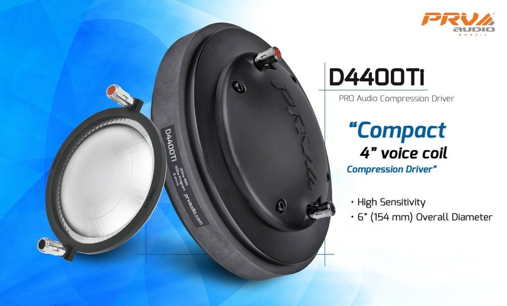 1x PRV Audio D4400Ti 2" Exit Titanium Compression Driver 8 Ohms 400 Watts