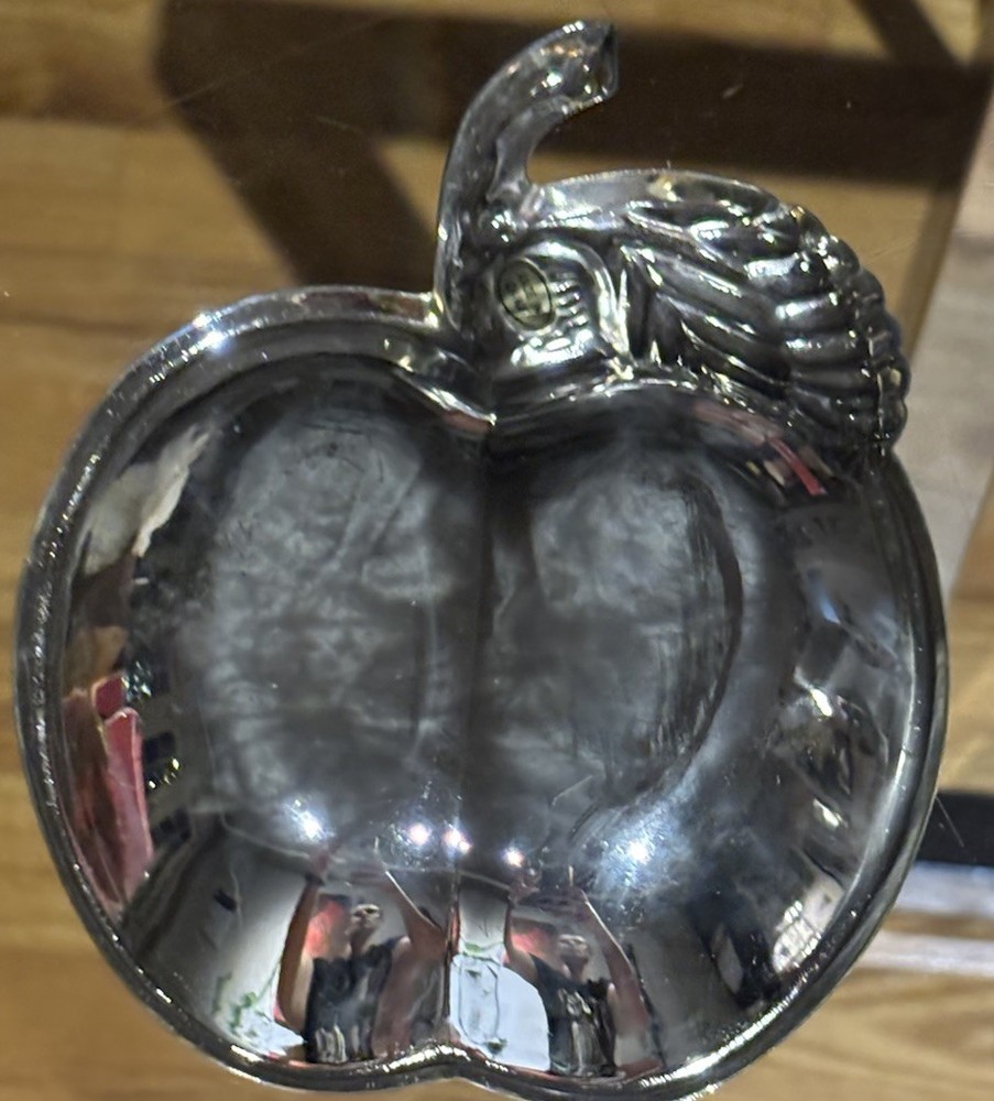 Vintage Collectible Genuine Silver-Plated Apple Dish
