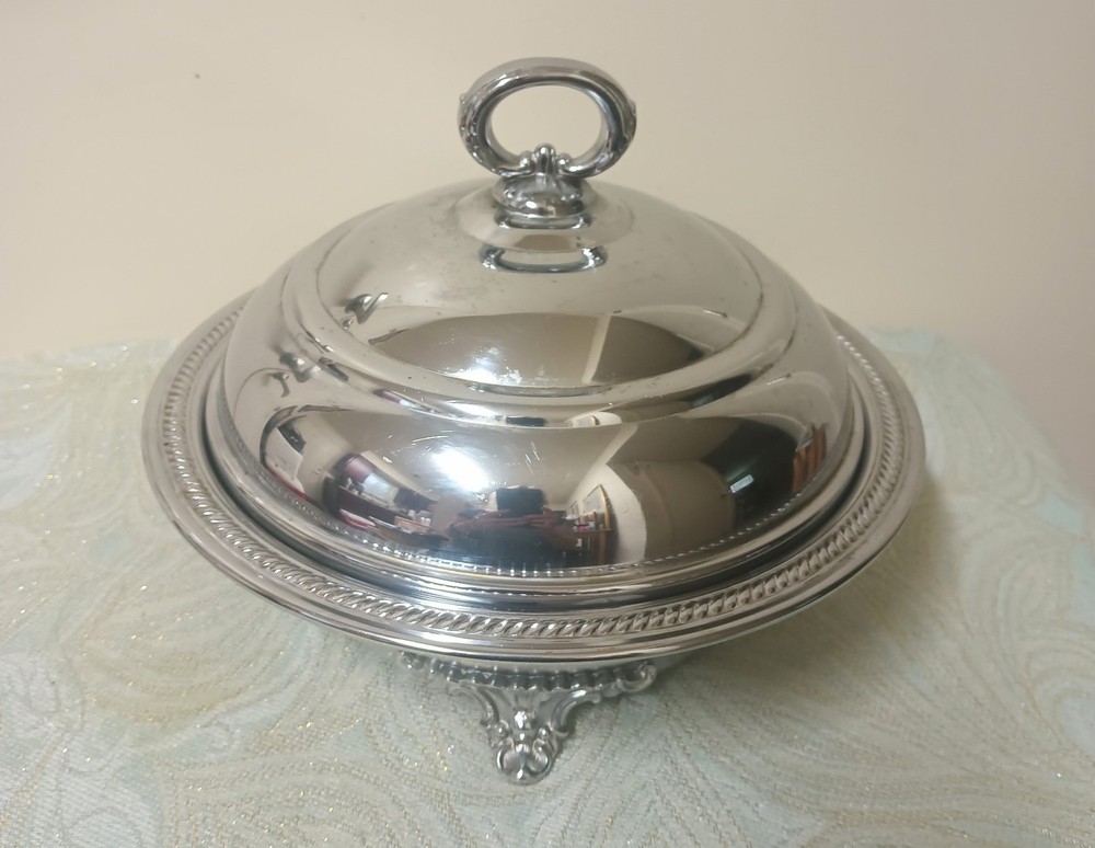 Footed Silver Plate Chafing Dish Hallmarked K S In
