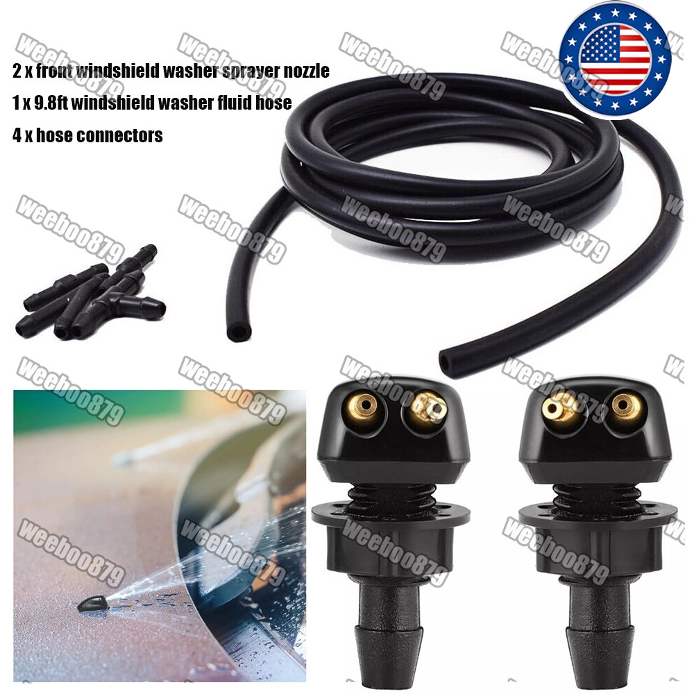 9.8Ft Windshield Washer Hose Wiper Blade Pipe Tube Jet Spray Nozzle 4X Connector