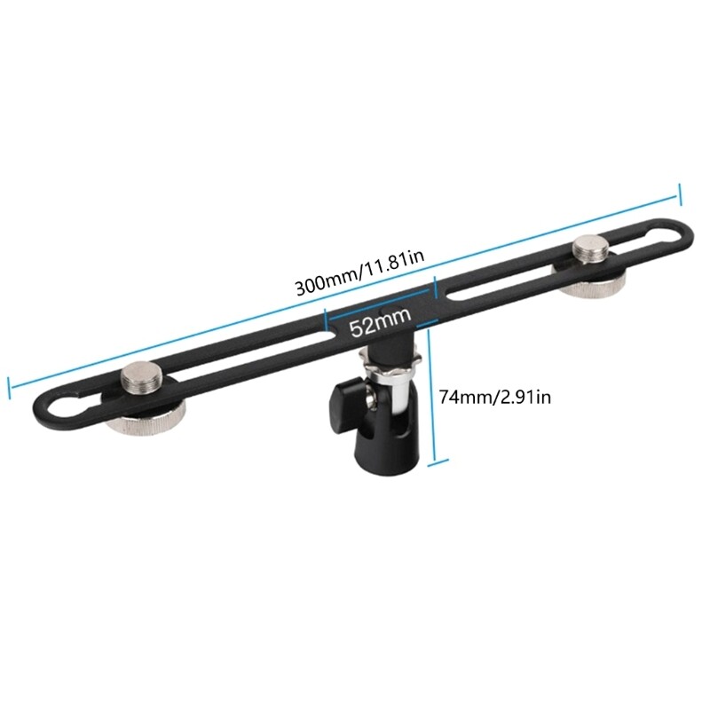 Extension Brackets Double Head Microphone Stand Adjustable Rods Stereo Holder