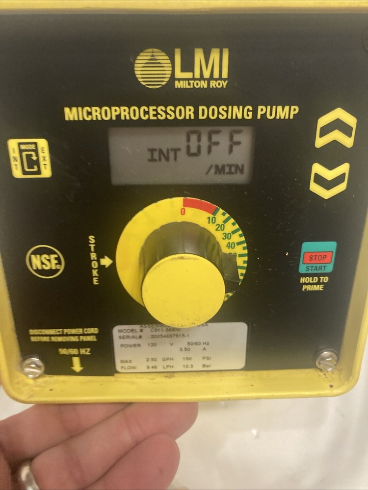LMI MICROPROCESSOR DOSING PUMP 2.50 GPH 120V 3.50A C911-368NI