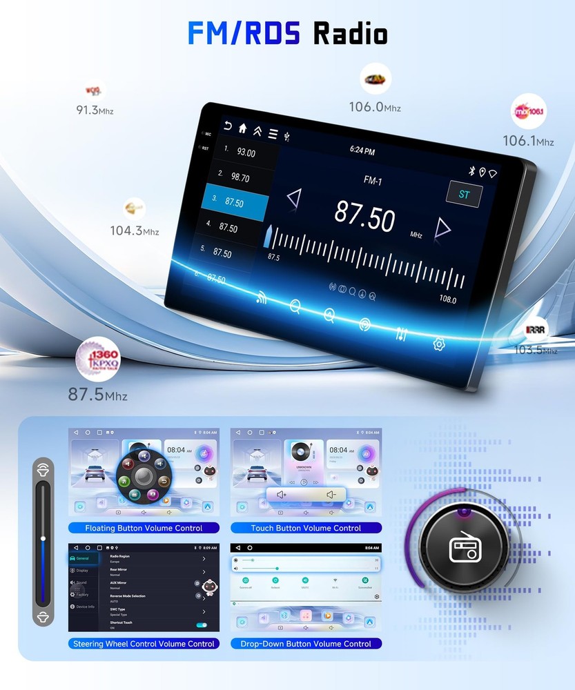 9" Touchscreen Wireless CarPlay Android Auto Stereo for 2006-2008 Honda Pilot