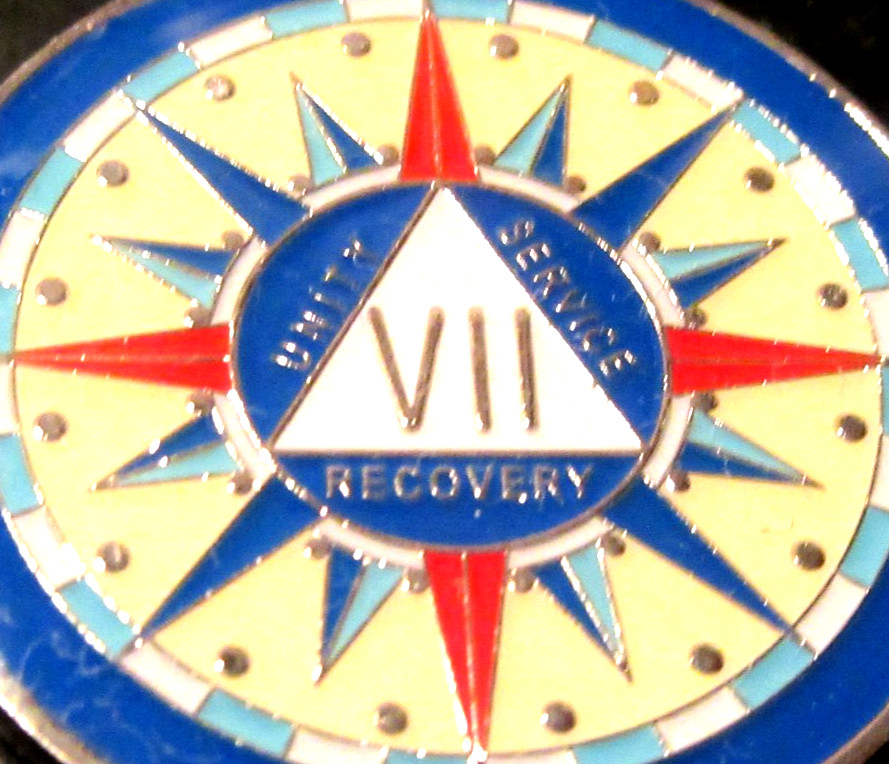 Alcoholics Anonymous medallion year 7 Compass AA Sober Chip token