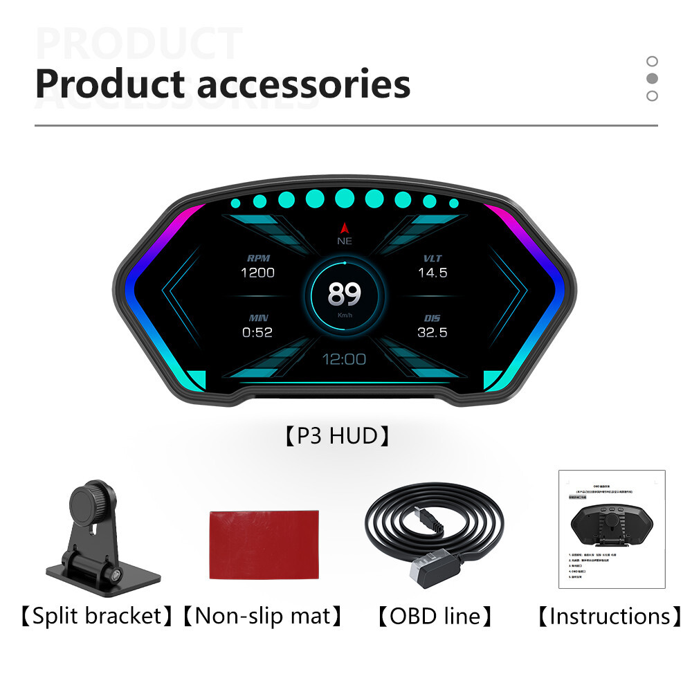 Car Head Up Display OBD GPS Gauge Multi-Function Dashboard Digital Speedometer