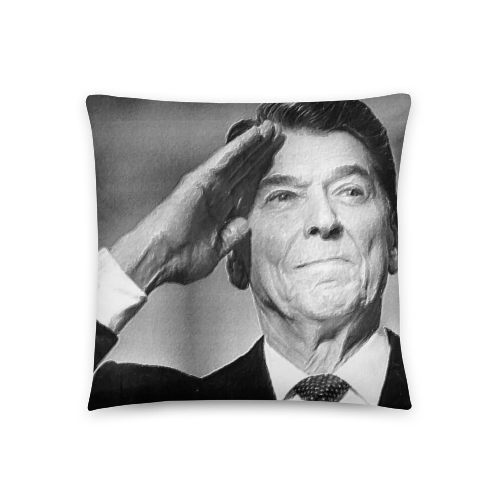 Ronald President Reagan Saluting Drawing Basic Pillow
