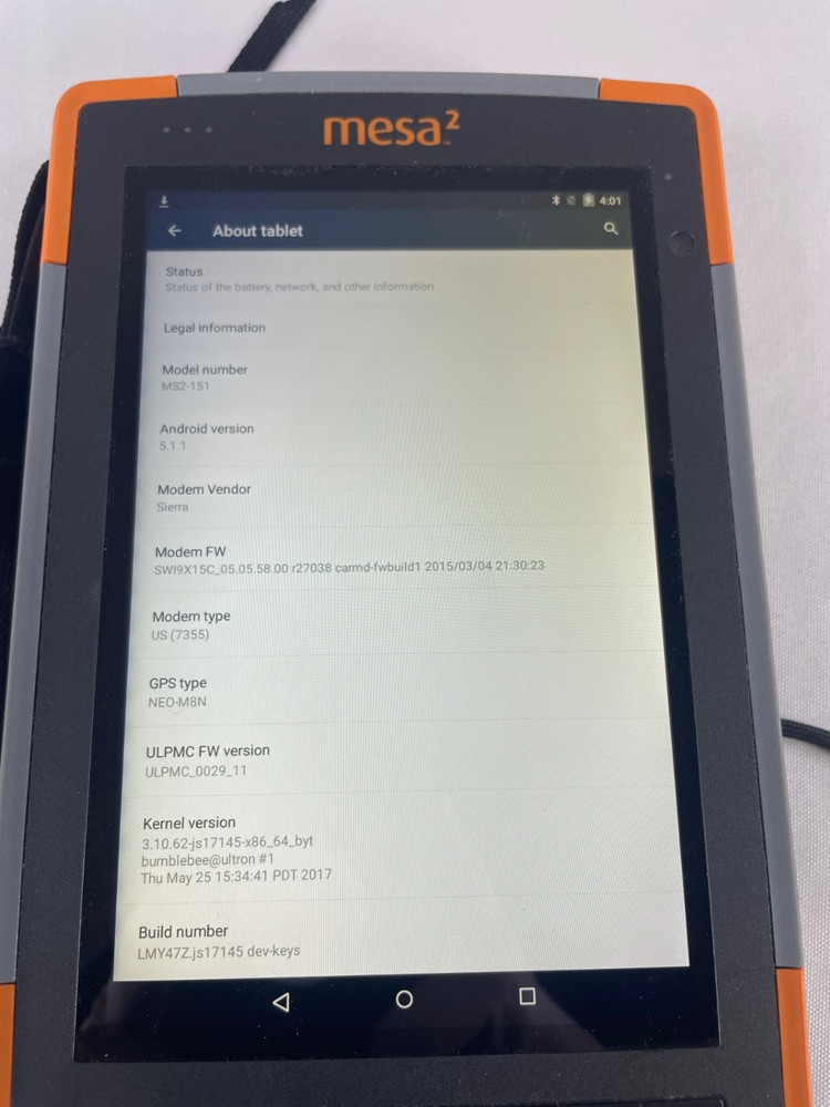 JUNIPER SYSTEM MESA 2 MS2-151 ANDROID SURVEY DATA COLLECTION RUGGED TABLET