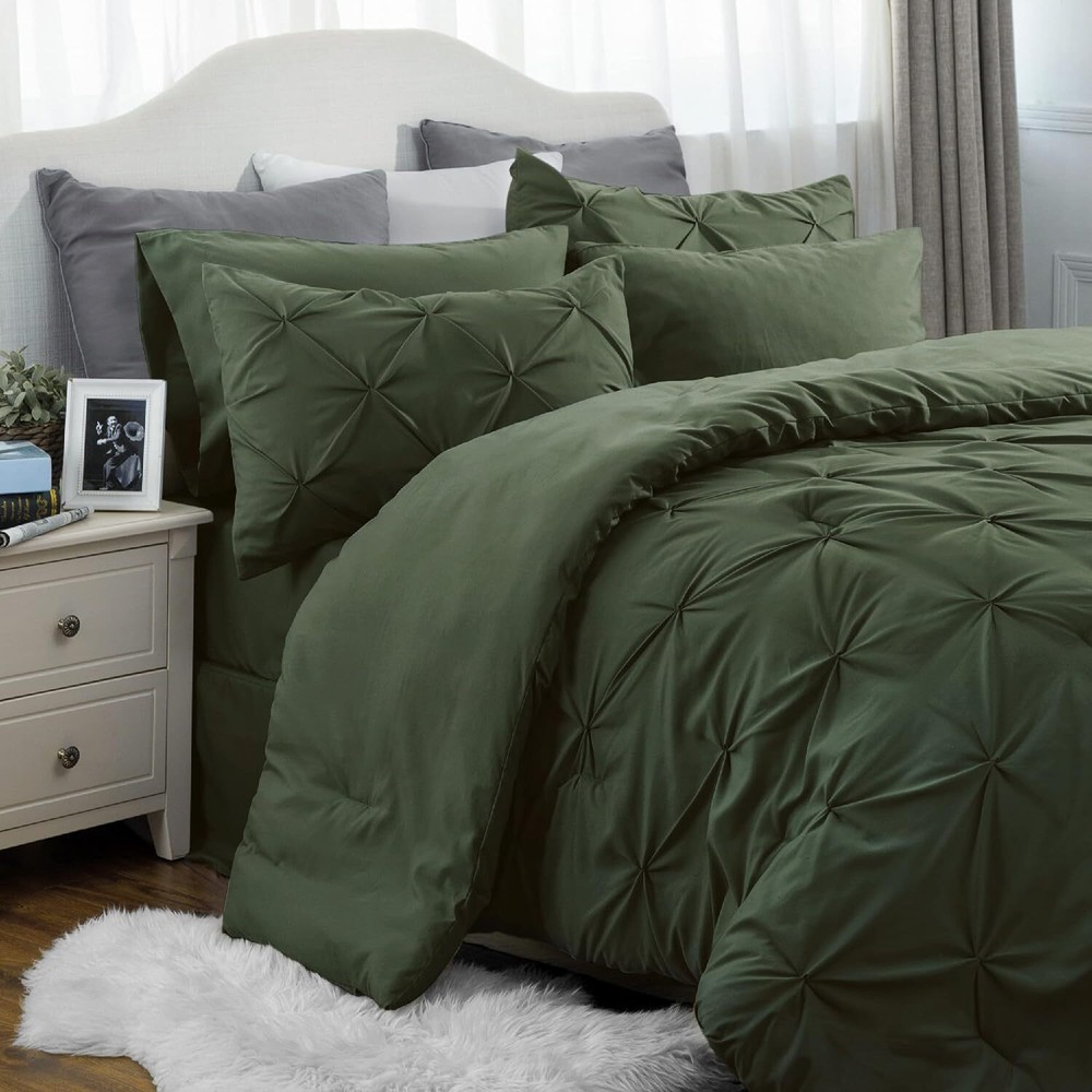 Bedsure Full Size Comforter Sets - Bedding 7 Full, Olive Green