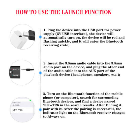 2in1 Bluetooth 5.0 USB Audio Transmitter Receiver Adapter Wireless for Car TV PC