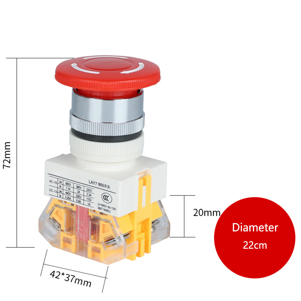 Emergency Stop Self-locking Switch Button For DELIXI LAY7-11ZS