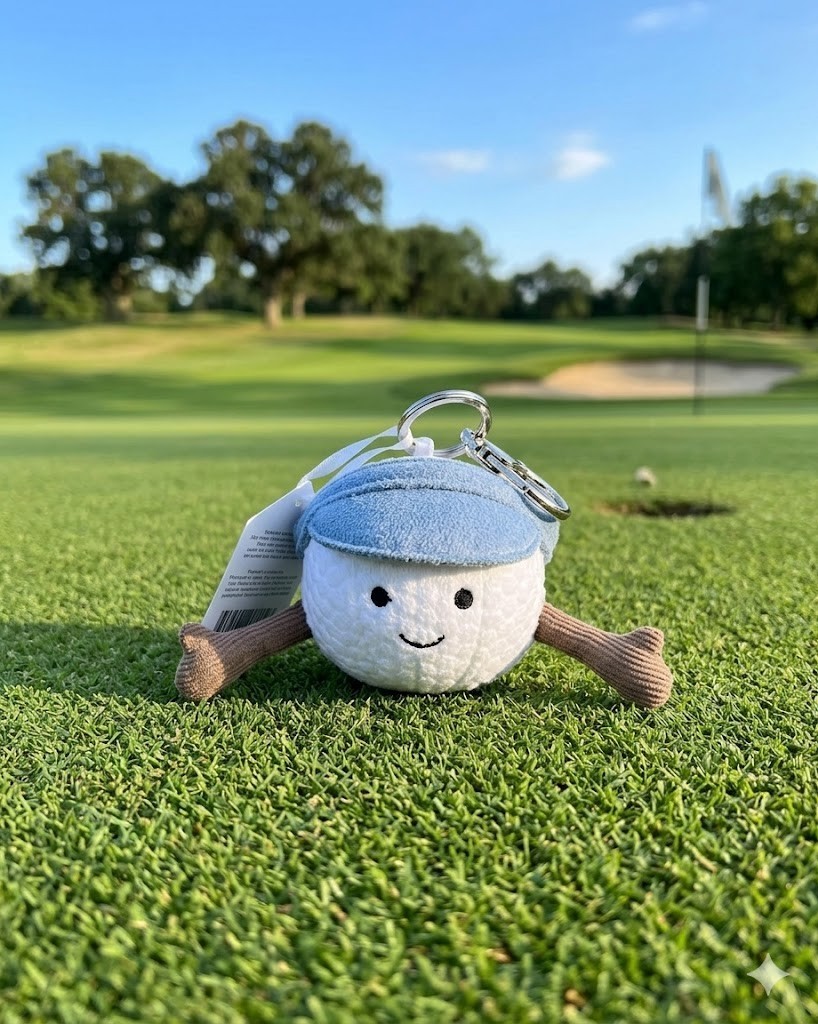 Jellycat Amuseables Golf Ball Keychain Bag Charm Plush NWT + Pouch