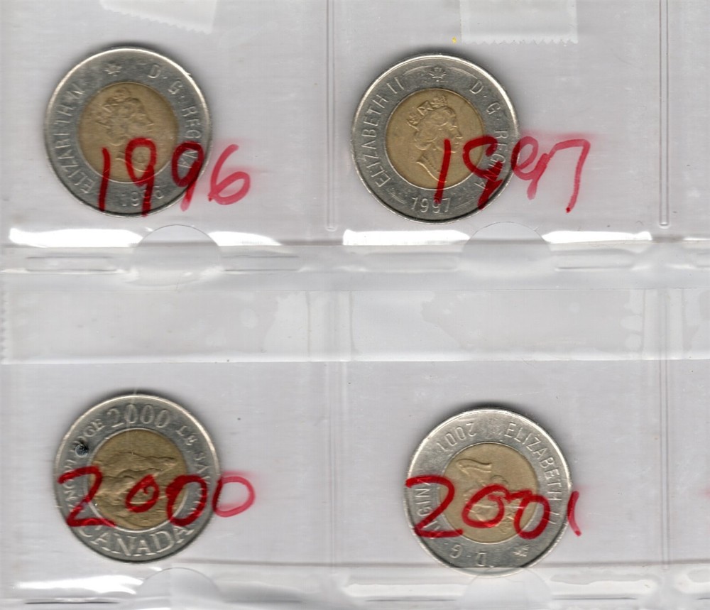 1996-2015 CANADA TWO $ COINS 18 DIFFERENT MOST HIGH CONDITION