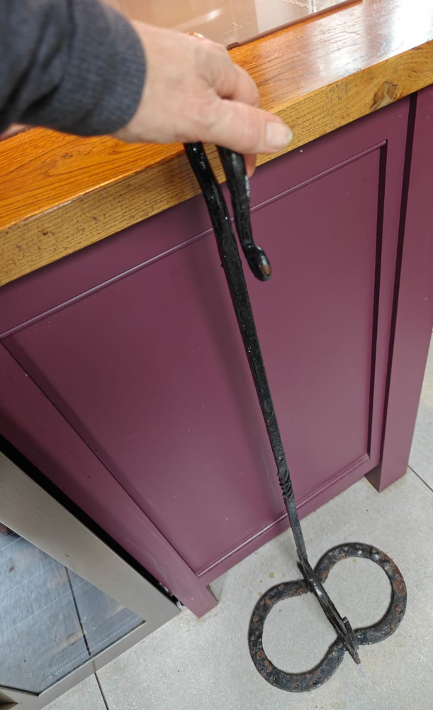 Vintage wrought iron Blacksmith made boot scraper - 100cm high
