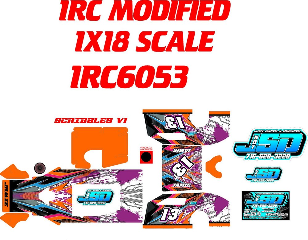 1RC MODIFIED 1RC605  WRAP THEME SCRIBBLES ORANGE