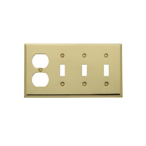 Baldwin 4773.030.CD Classic Square Beveled Edge Duplex with Triple Toggle Combo,