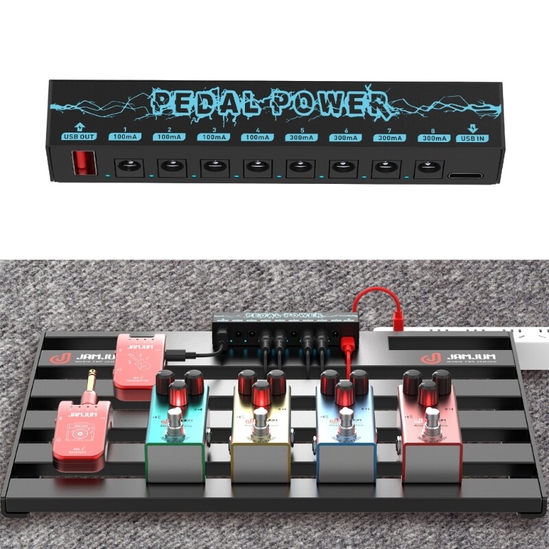8 Outputs for 9V Guitar Effect Pedal with Overcurrent Protections & Indicator