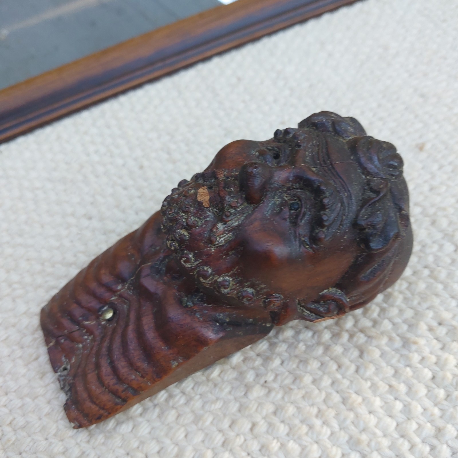 Antique Carved Man Wood Victorian Salvage Architectural Furniture Trim Picture