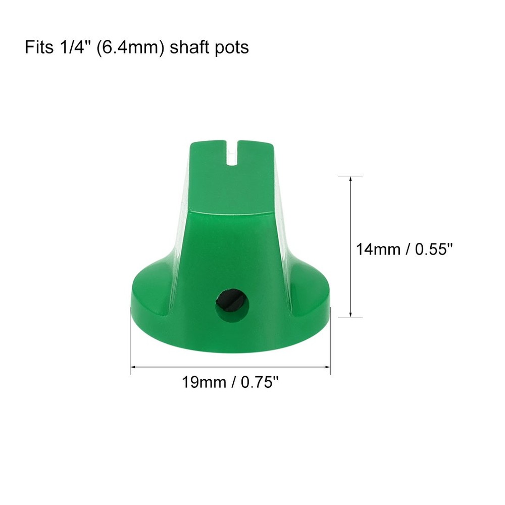 10Pcs 6.4mm Shaft Hole Pedal Knobs Pointer Control Knobs with Set Screw Green