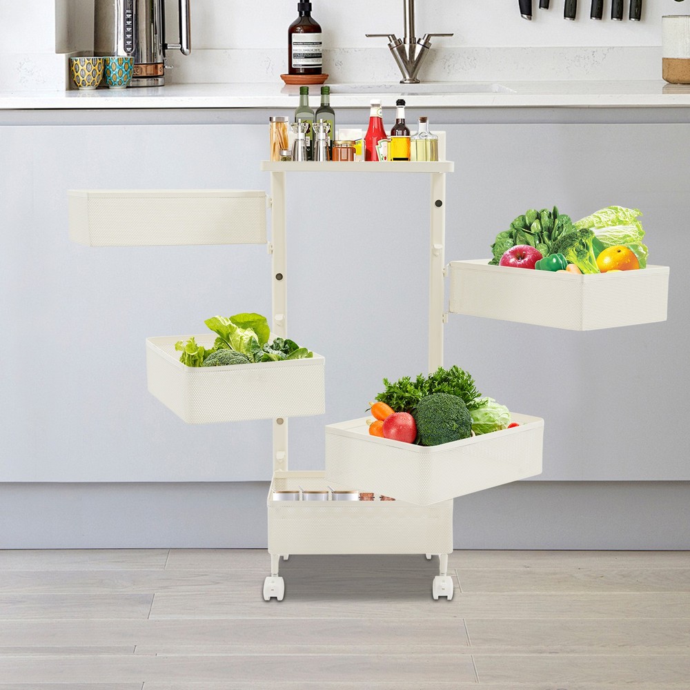 Rotating Storage Rack, Kitchen Organizer With Rotating Basket