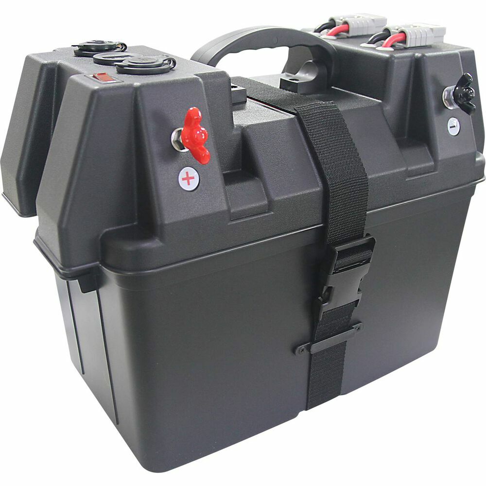 Portable Power Battery Box Deep Cycle AGM Boat Marine Box with USB Cig Socket