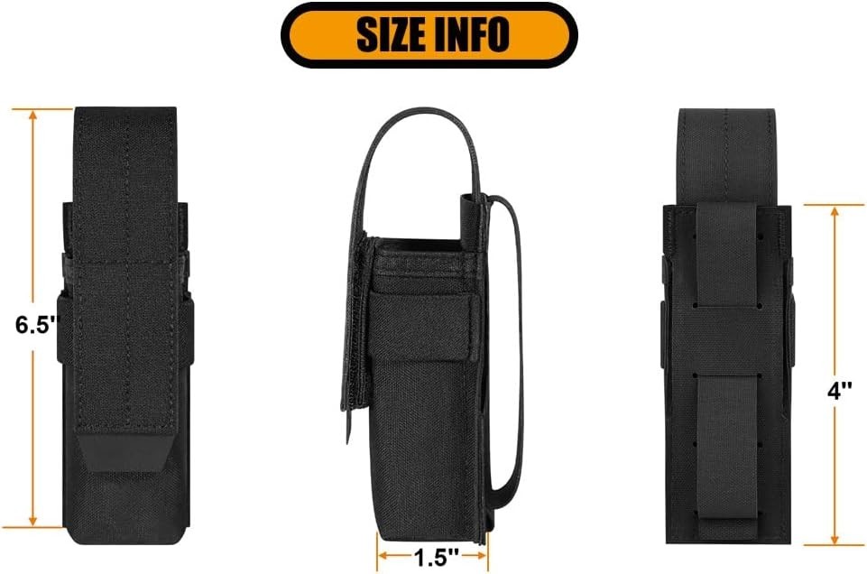 Multi-Size Adjustable Flashlight Holster with MOLLE & Belt Loop - Tactical Carry