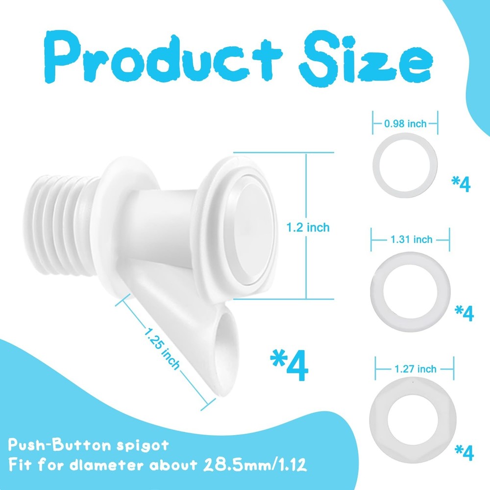 4 Pack Upgrade PushButton Cooler Spigot Replacement Igloo 210 Gallon Jug