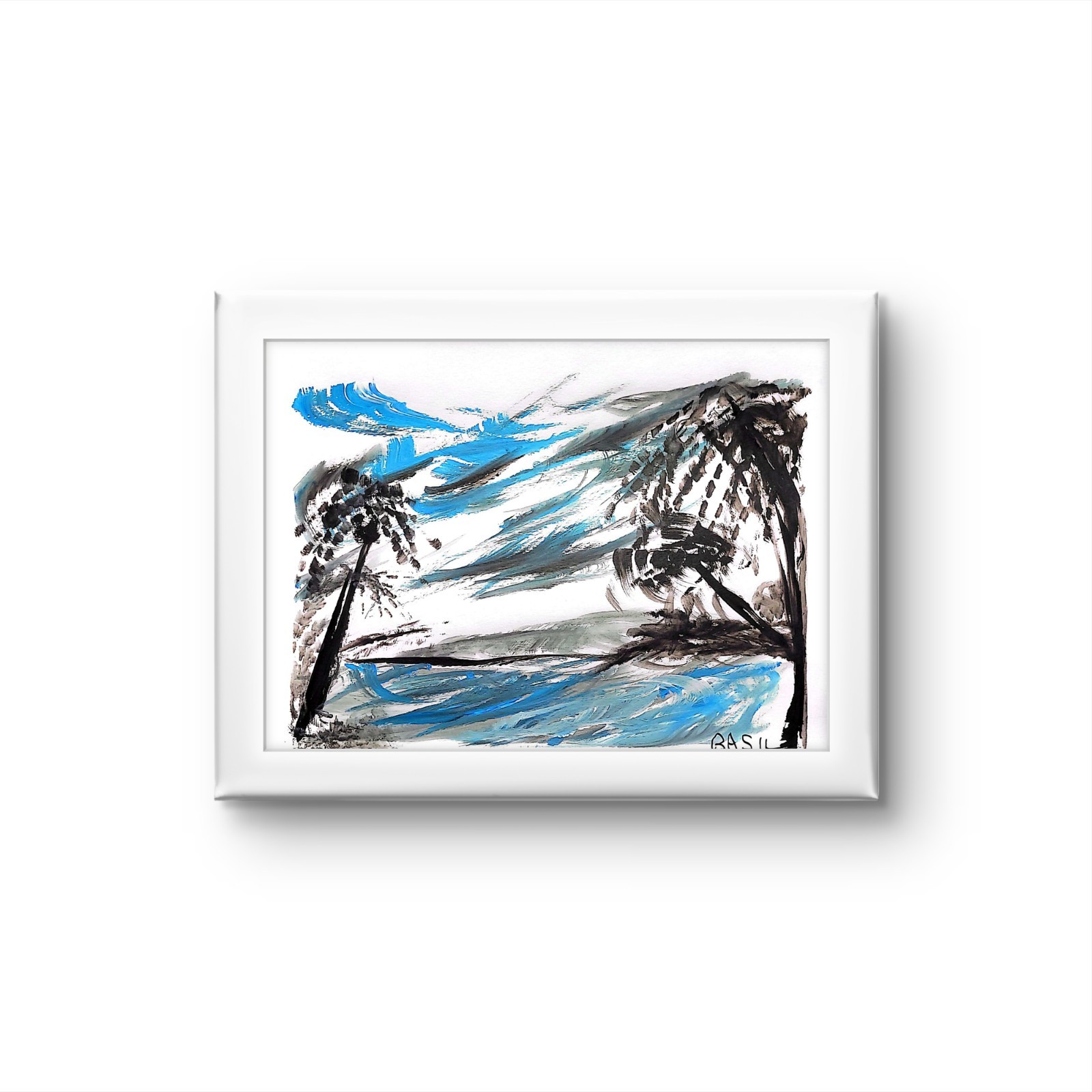 Tropical Paradise 2 Contemporary Expressionist Original Painting 11x14 Shibumi