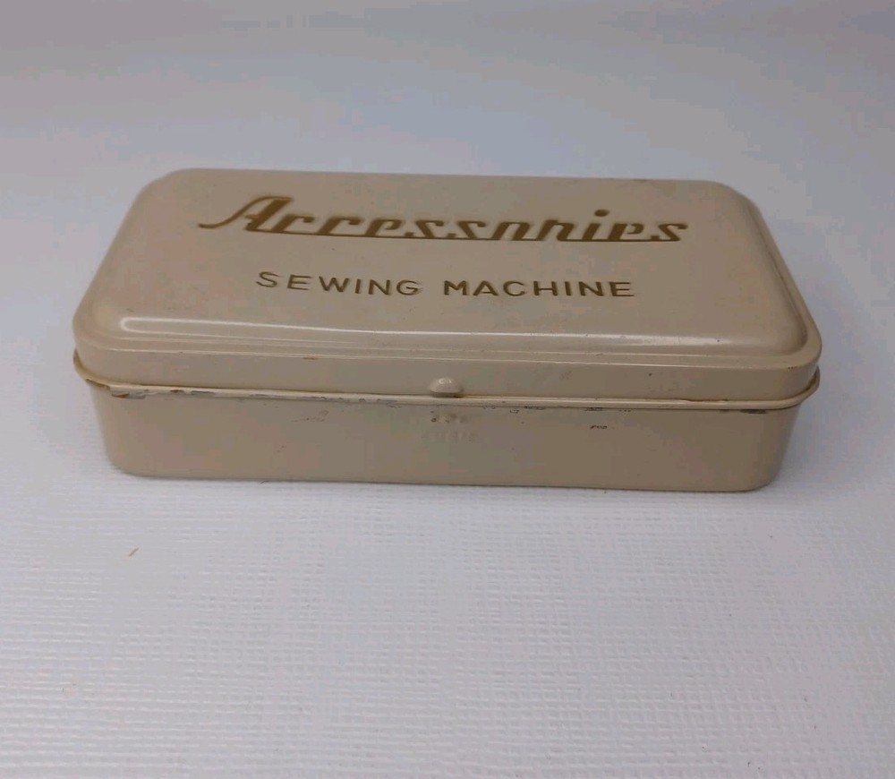 Vintage Sewing Machine Accessories Empty Tin Box