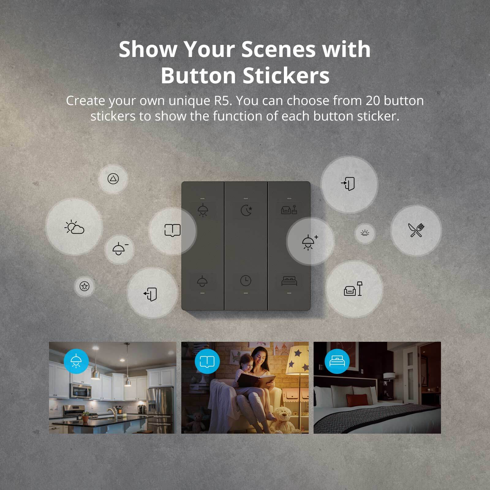 SONOFF SwitchMan R5 Scene Controller Work with M5 MINIR4 Smart Wall Light Switch